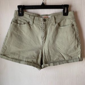 Faded Glory Stretch Cuffed High Waisted Green Shorts - Size 4
